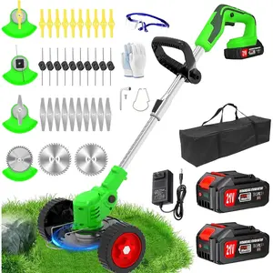 Cordless Weed Wacker Electric Eater 21V   String Trimmers 3-in-1 Grass Trimmer/Lawn Edger/Brush  Lightweight Portable Garden Tool with 4 Types  & Wheels for Garden Yard