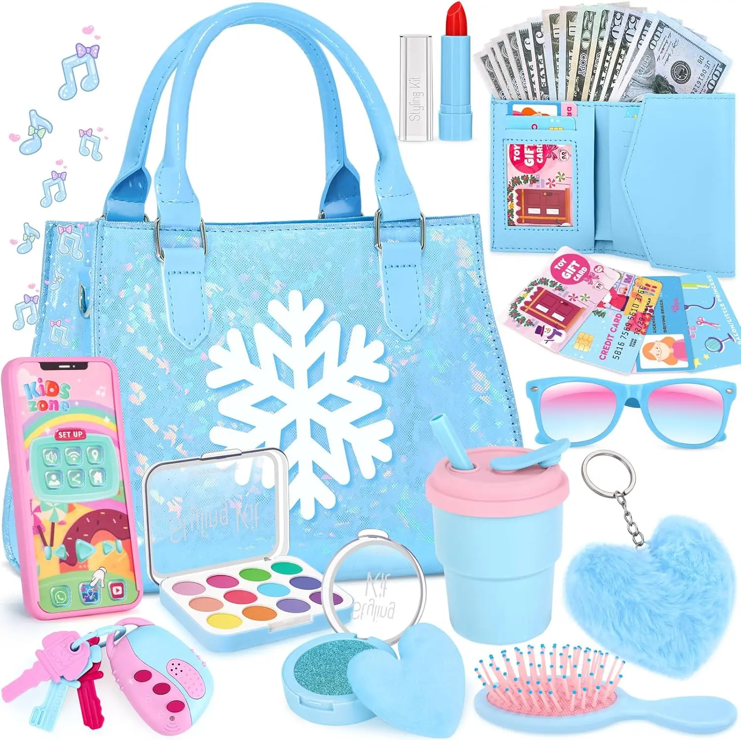 Little Girl Purse, Toys for Girls Gifts, Toddler Purse Play Makeup, Pretend Makeup for Toddlers, Girl Gifts Purse, Birthday Christmas Princess Gifts Toys for 3 4 5 6 7 8 Year Old