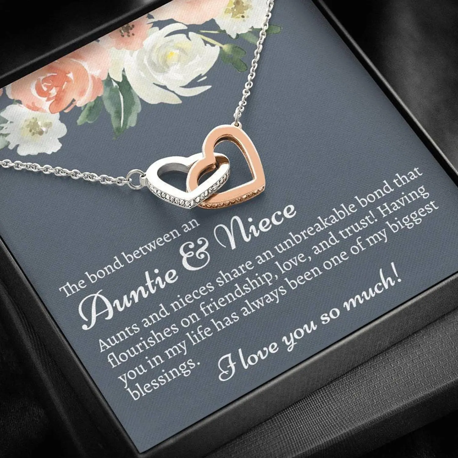 Auntie Gifts From Niece Unique Auntie Gift with Heart Charm and Lettering Necklace for Auntie Birthday and Special Occasions
