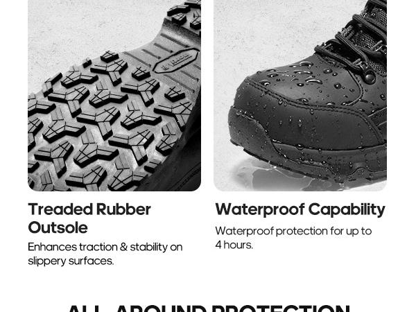 NORTIV 8 Steel Toe Work Boots for Men Waterproof Puncture-resistant Slip Resistant Safety Construction Boots