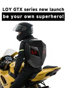 LOY LED Knight Backpack with Programmable Full Color Screen, Hard Shell Laptop Backpack Large Capacity Helmet Bag for Motorcycle Riding Camping Travel