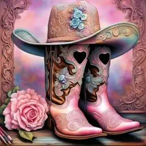 Cowboy boot cap diamond painting kit square circular diamond 5D DIY mosaic handmade art adult exquisite gift home Decor