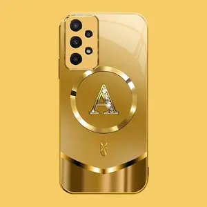 Suitable for [Galaxy A23] high-end MagSafe phone case🥰，Luxury Gold 26 Initial phone Case Bling Monogram 952