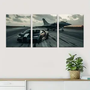 Car Pattern Canvas Decor Set – A 3-Count Collection Ideal for Adding Masculine or Industrial Chic to Rooms, with Versatile Appeal as a Valentine's Day  Gift for Partners Who Appreciate Automotive Aesthetics.