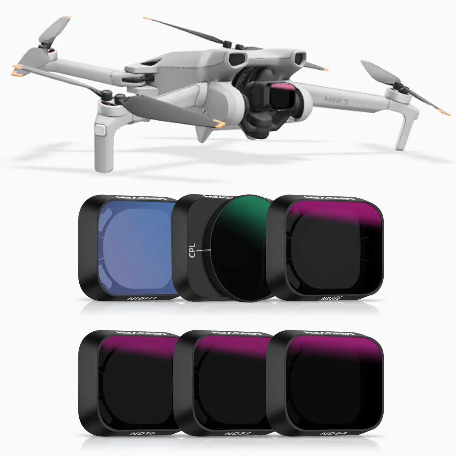 Mini 3 ND Filters - 6 Pack (CPL,Natural Night,ND16,ND32,ND64,ND256) |   Night Light Pollution Reduction, Neutral Density ND Filter Set for DJI Mini 3/Mini 3 Pro Drone Video Photography Accessories