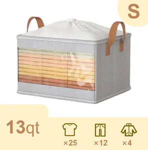 13qt Dustproof Clear Thick Storage Box, Foldable Stair Storage Basket with Handles，Heavy-Duty Durable High Capacity Organizer, Perfect for Home, Camping, Travel, Attic and Moving