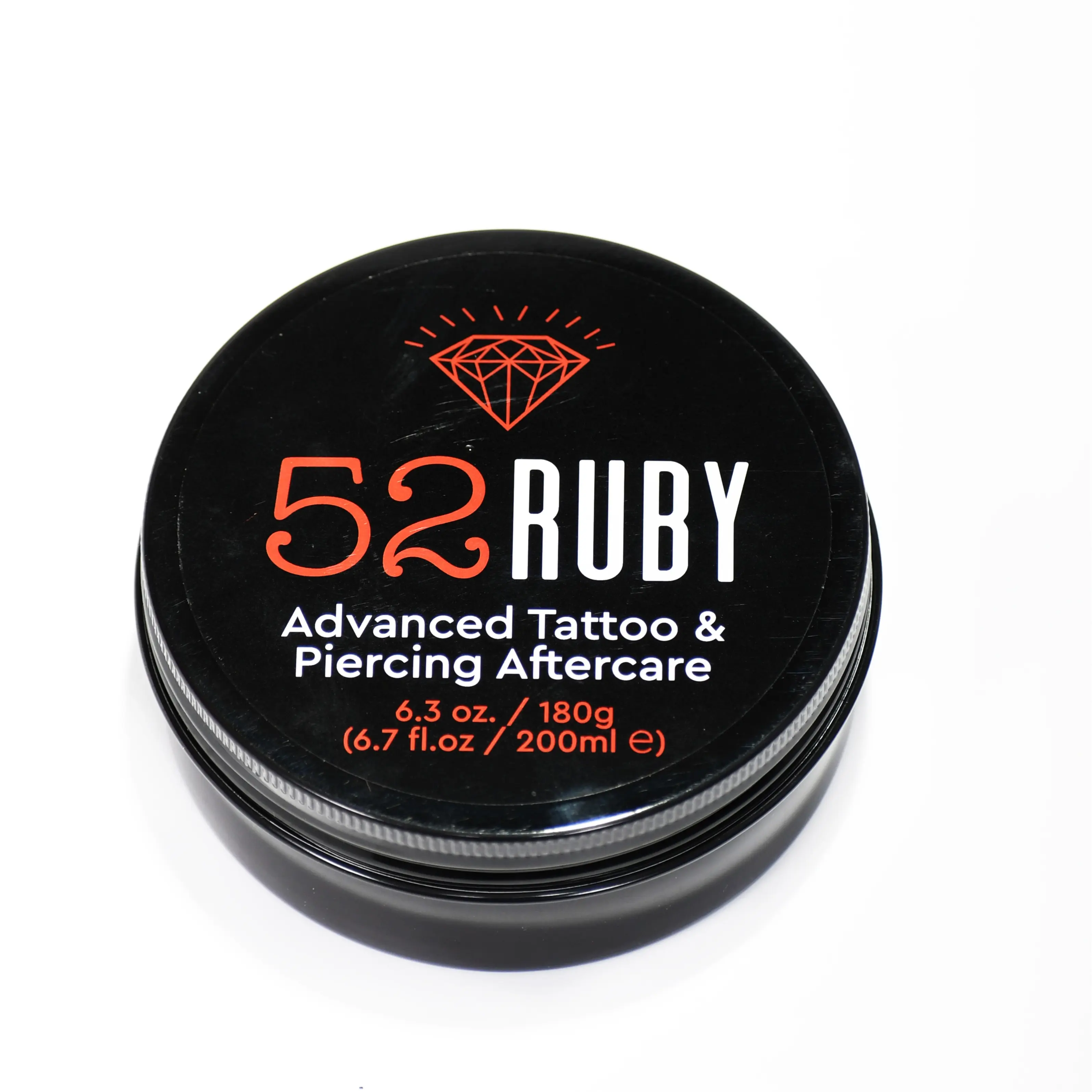 52 Ruby Advanced Tattoo and Piercing Aftercare 200ml Jar - Hydrating Cream for All Skin Types, Alcohol-Free, Supports Tattoo Recovery, 180g - Cleanser, Comfort, Daily, Skincare, Moisturizers, Cleansing, Skin Repair