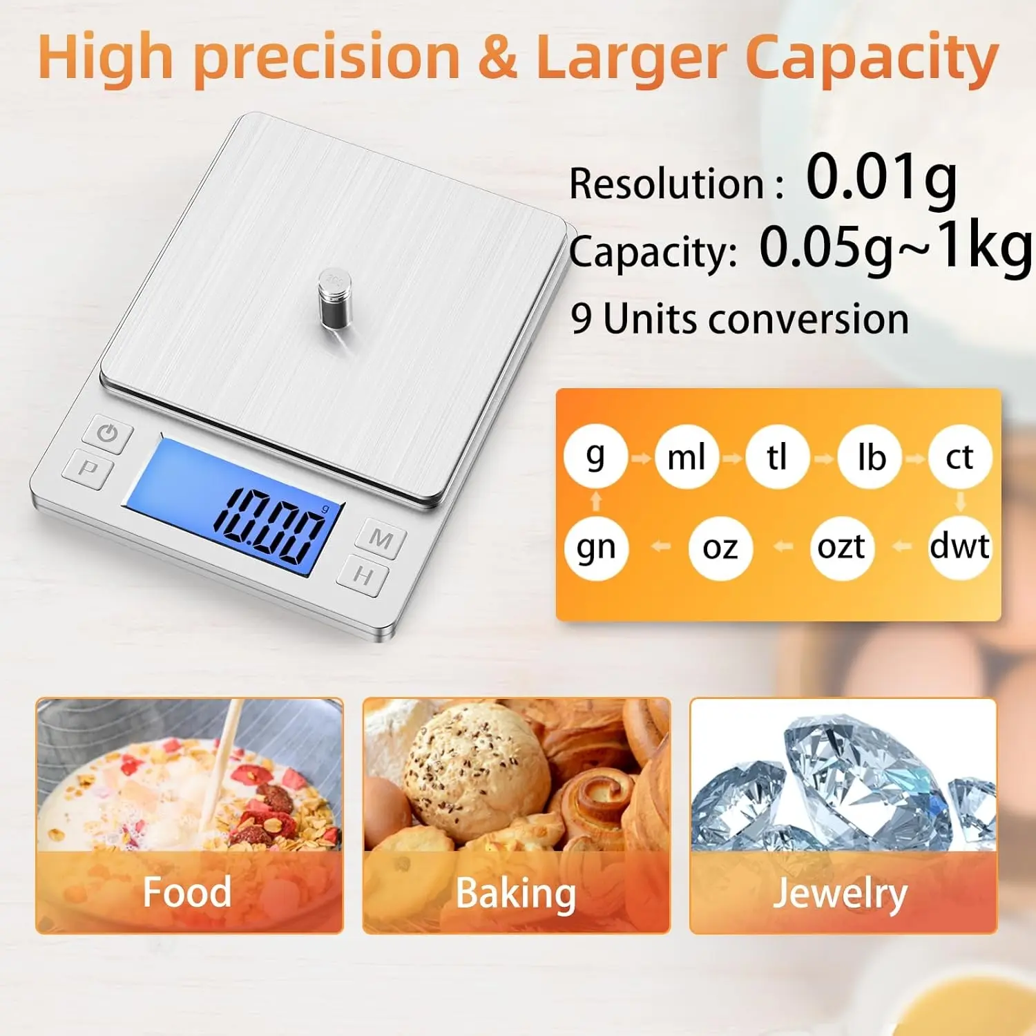 Mini Digital Kitchen Scale, 500g Capacity, Precision 0.01g, Grams & Ounces Display, Ideal for Coffee, Baking, Jewelry, Soap Making