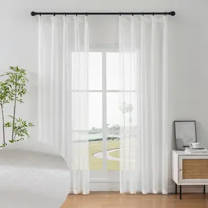 Off White Sheer Curtains 108 Inches Long 2 Panels, Lightweight Pleat, Thin Gauze Living Room Light Filtering Drapes, Translucent Ceiling Curtains with for Track System