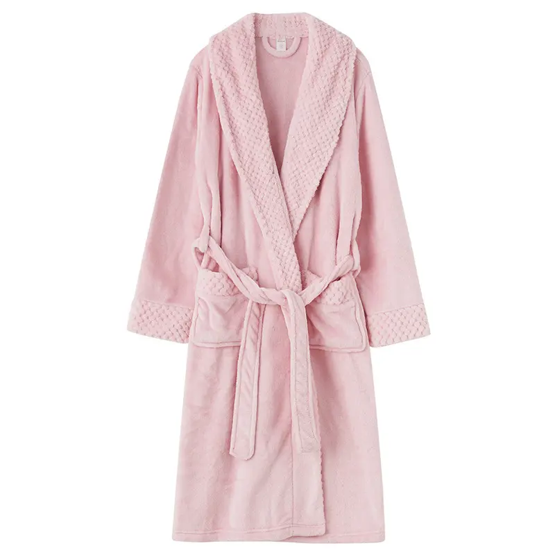 Couples Matching Belted Waist Bathrobe Set - Longsleeves Plush Coral Fleece Loungewear with Shawl-Collar, Deep V Neck, Relaxed Fit for Winter Warmth, Anniversaries, Elegant Solid Color Nightwear for Men & Women