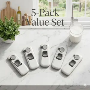 5PCS Child Safety Fridge Locks with Strong Adhesive Pads, No-Drill Refrigerator & Cabinet Locks for Kids, Multi-Use Drawer, Freezer & Cupboard Safety Lock Set