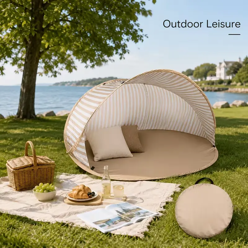 Portable quick-opening tent, 2-second pop-up double beach tent, ready to use without setup. Portable sunshade, easy to set up, suitable for the beach, picnics, parks, camping, and family outdoor activities.