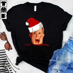 Home Alone Santa Hat T-Shirt Macaulay Culkin Christmas Holiday -  T-Shirt