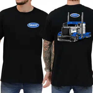 Peterbilt Graphic Trucker Shirt – 2side Blue Semi Truck Tee, Diesel Hauler Style, Custom Freight Driver T-Shirt, American Long Haul Gift, Peterbilt Road Apparel