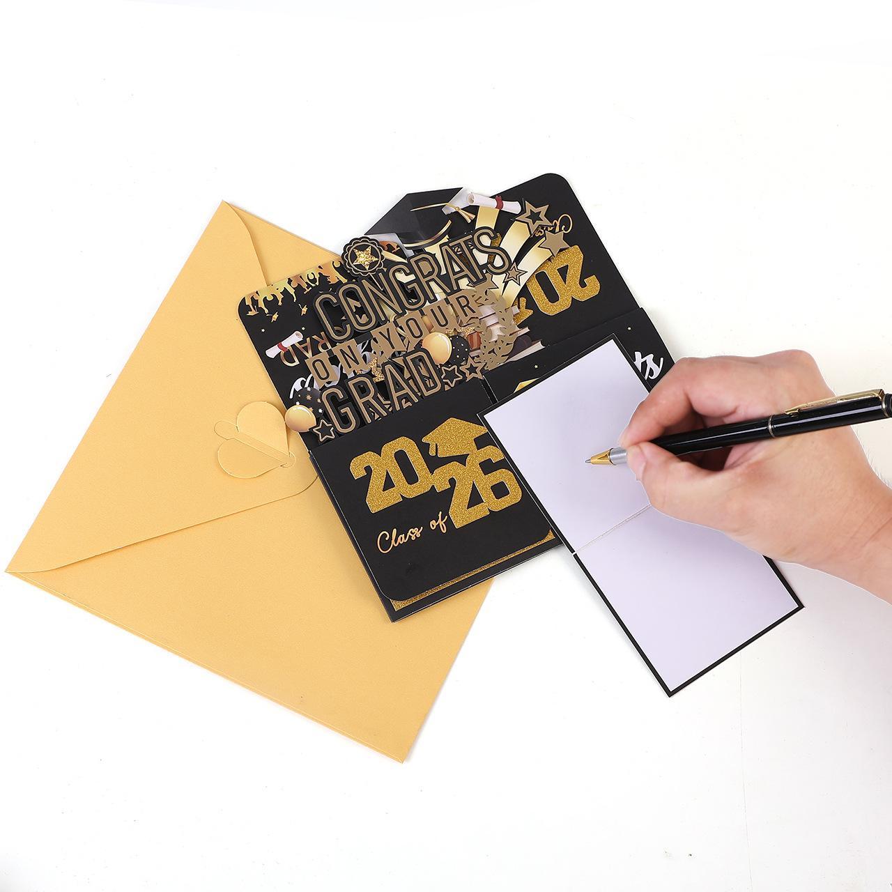 Graduation Pop Up Card 2026 – 3D Happy Graduation Card with Envelope, Congrats Grad Cards for High School or College Graduate, Money & Gift Card Holder
