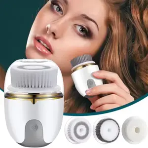 Facial Cleansing Brush, Electric Facial Cleanser, Rechargeable Exfoliating, Rotating Face Wash, Suitable for Men & Women, 3 Brush Heads, Facial Cleansing Instrument, Beauty Machine