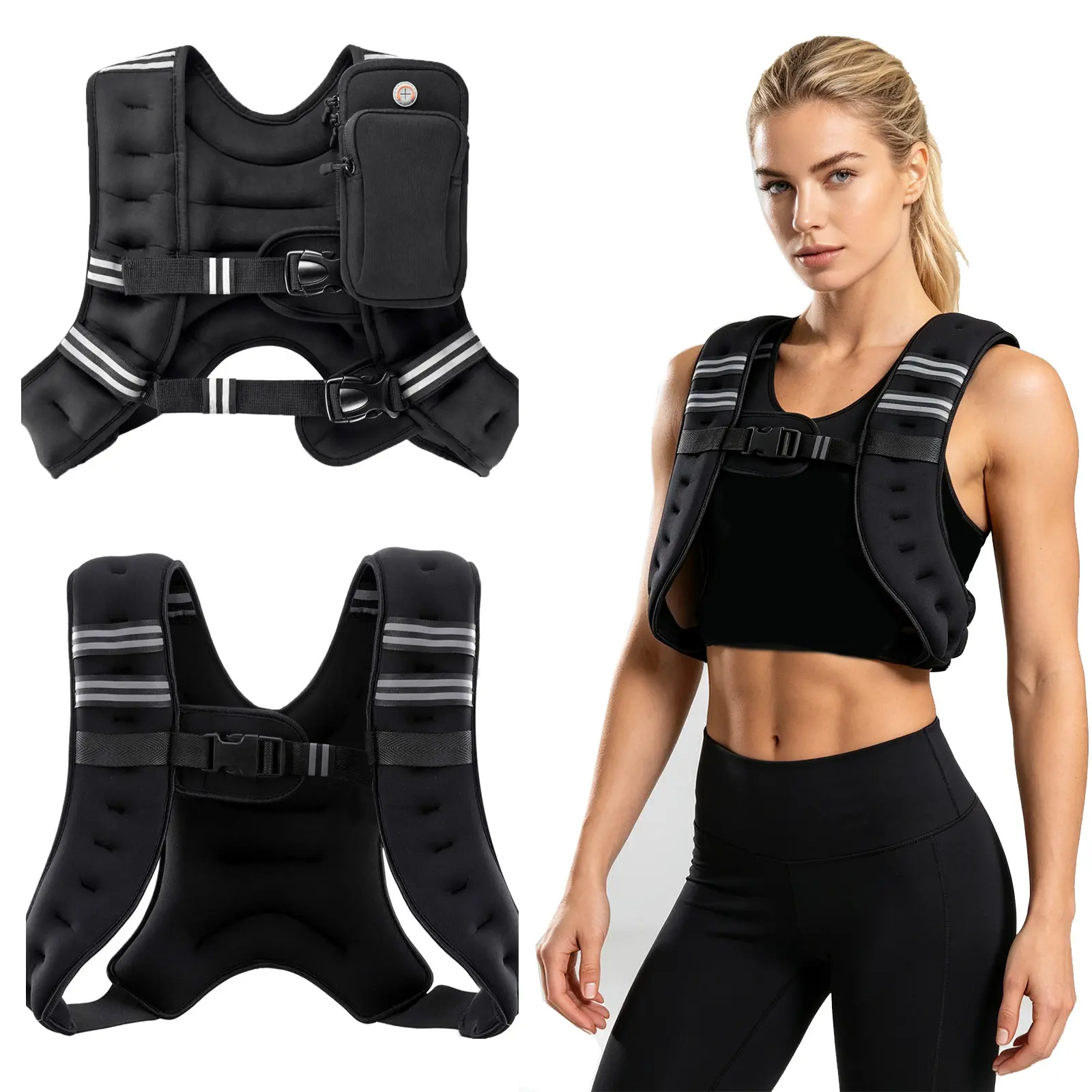 Weighted Vest, 12lb/16lb Weight Vest with Reflective Stripe for Workout, Strength Training, Running, Fitness, Muscle Building, Weight Loss, Weightlifting