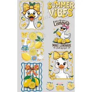 SUMMER LEMONS/DUCKS PREMADE GANGSHEET  - 22X36  DTF TRANSFERS - DIRECT TO FILM
