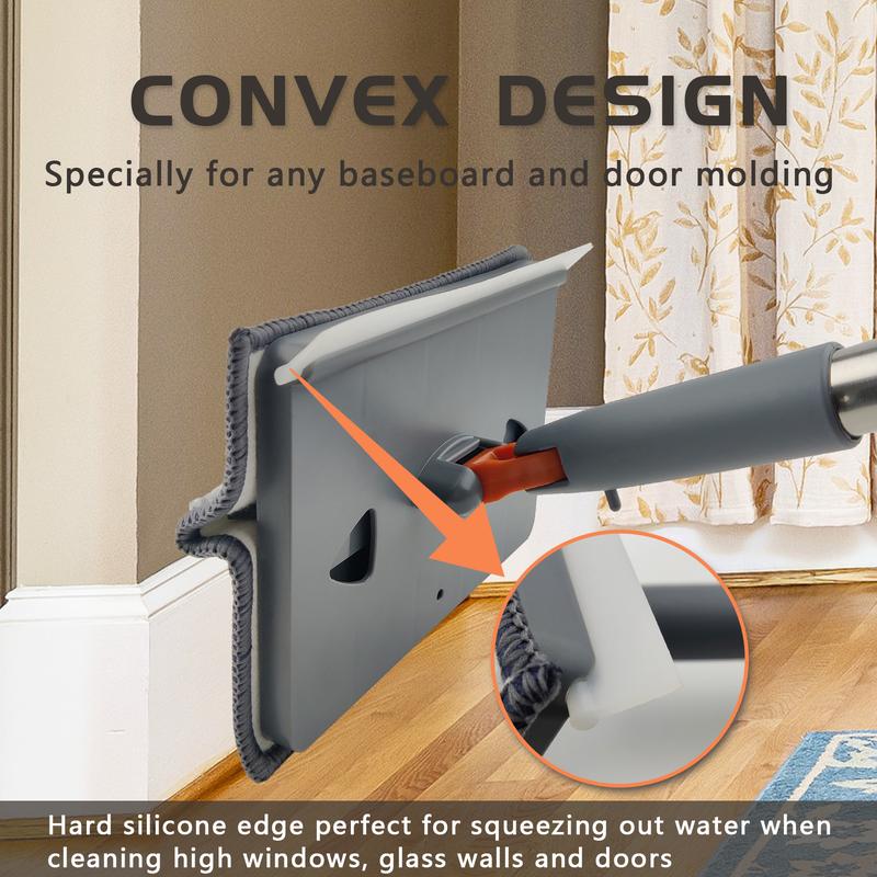 【Black Friday】Baseboard Cleaner Tool With Long Handle Wall Cleaner Mop With Extendable Handle 6 Reusable Mop Pads Duster Cleaning Tools For Baseboard Floor Door Molding Skirting Board Ceiling Wall Window Tile Adjustable,Christmas Gift