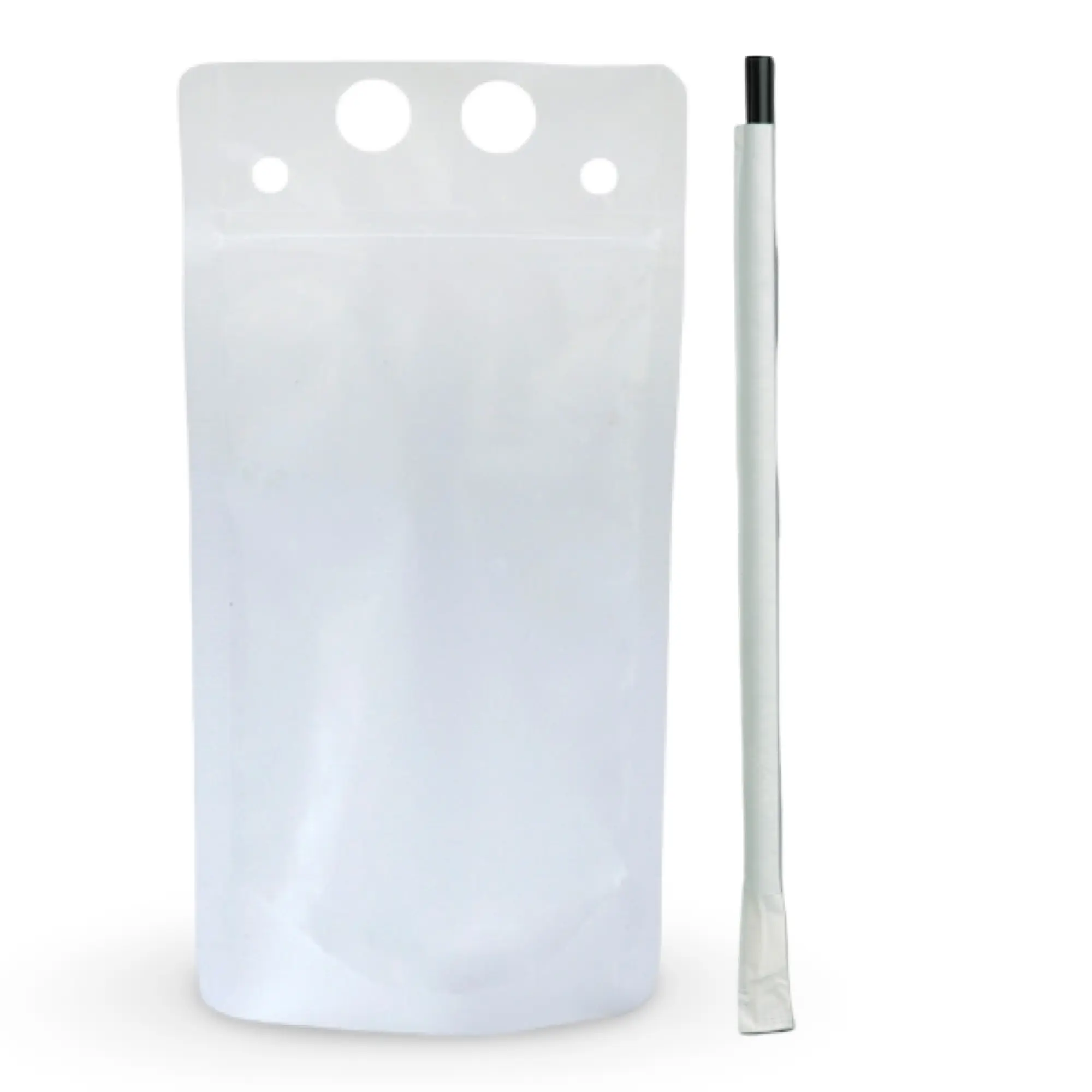 Tablecraft Expandable Drink Pouches 20 Pack with Straws, 16 oz or 32 oz Reusable Party Drink Bags