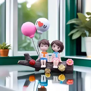 1pc of Car Ornament for The Console, Featuring a Cute Little Person with a Balloon, Perfect for Couples, Resembling a Cake, Ideal for Creative Desk Decoration