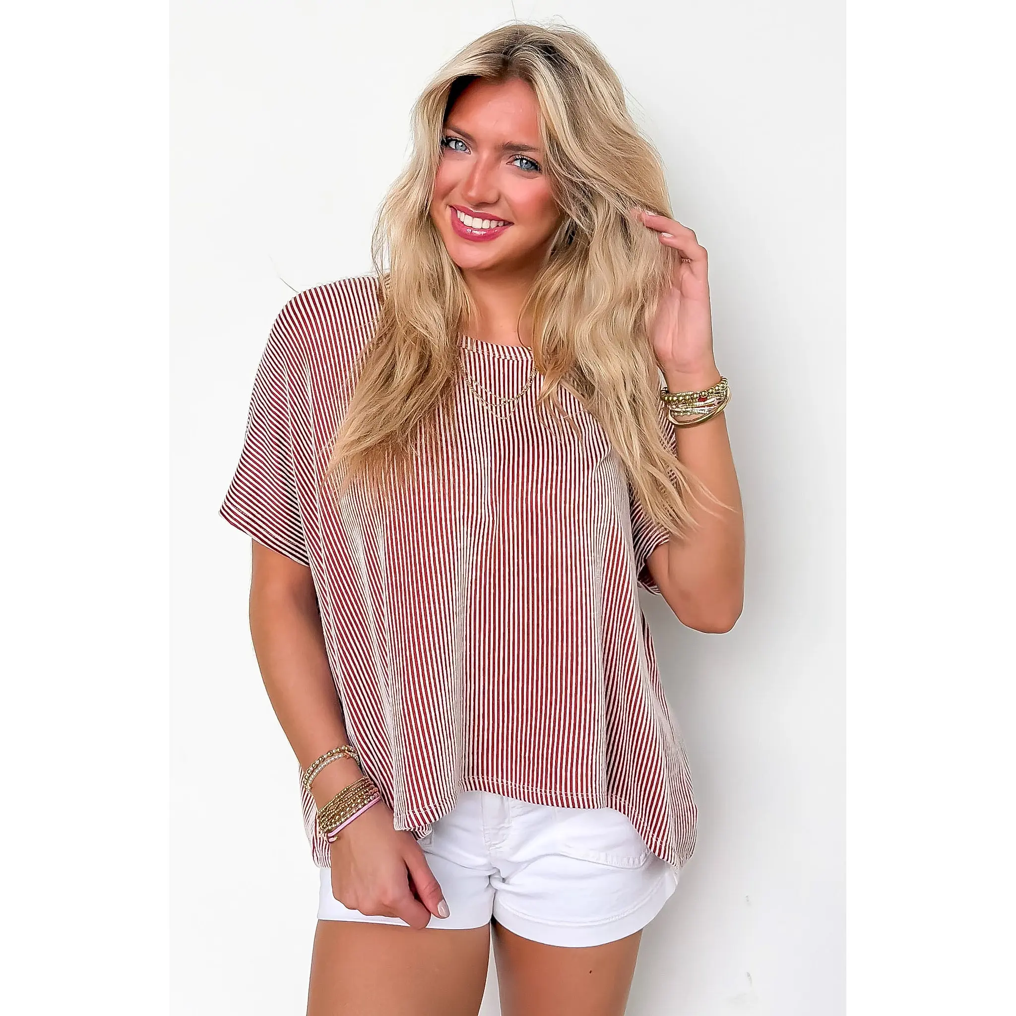 Beatryx Two Tone Rib Knit Oversized Top - BACK IN STOCK