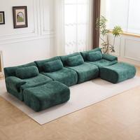 Dark Green - 4 Seater + 2 Ottomans (148.2")