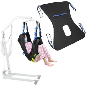 Patient Lift Sling for Home Use Elderly Bedridden Patient Lift Assist Aid Medical Toileting Sling Devices Full Body Elevation Lifter for Adults Sit to Stand Positioning Transfer Belt (Black)