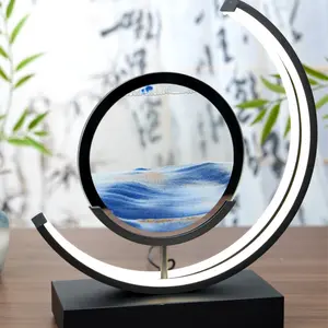 3D LED Action Sand Painting with USB, 3D Hourglass Glass Craft, Desktop Home Decor, Great for Relaxation,quick sand art,sand motion art