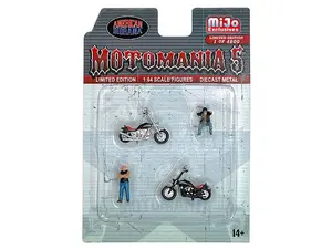 Motomania 5 w/ Chopper Bikes Figure Set (MiJo Exclusives) Diecast 1:64 Scale Model - American Diorama AD76512