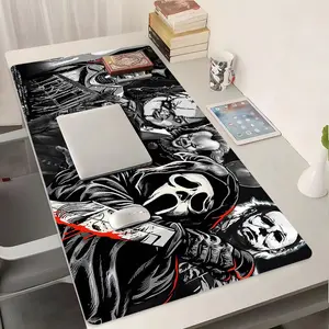 Horror Movie Murderer Large Gaming Mouse Pad, Extended Scary Aesthetic Desk Mat Non-Slip Rubber Base Stitched Edges, Suitable For Computers, Laptops, Offices, Homes, Schools, Great Gift For Family And Friends