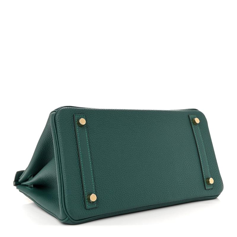 Pre-owned HERMÈS Leather Travel Bags Togo Birkin 30 Malachite