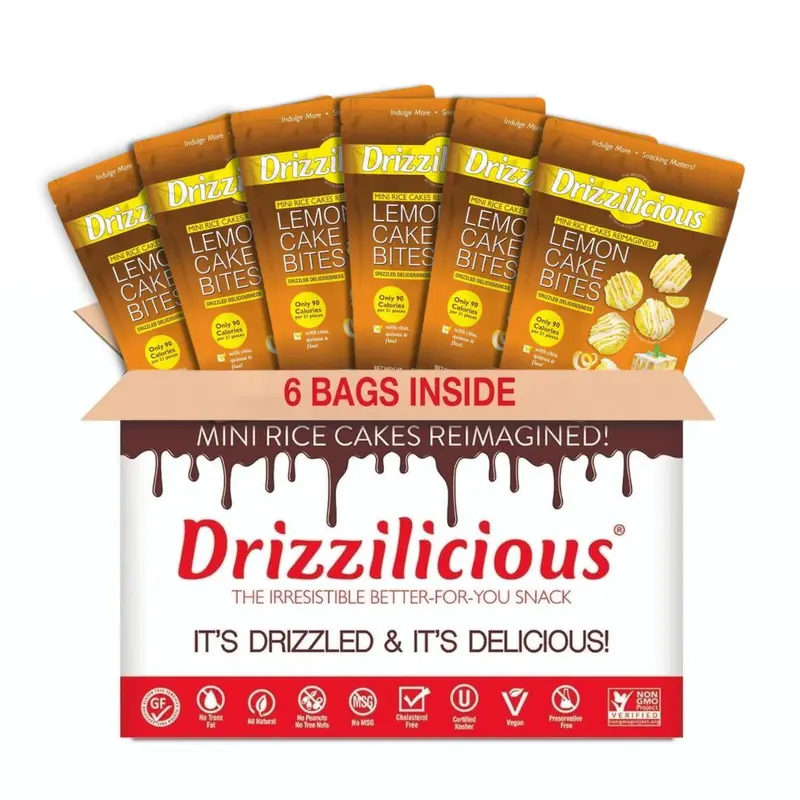 6 Pack - Drizzilicious Lemon Cake Mini Rice Cakes - New Flavor