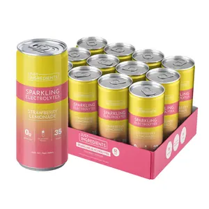 Just Ingredients - Strawberry Lemonade Sparkling Electrolytes (12 Pack) - Real Food Ingredient Hydration Drink
