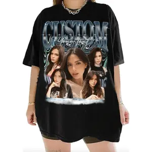Custom Photo Bootleg Girlfriend 6 Face 90s Retro Vintage Shirt , Shirt with Face on It for Boyfriend Birthday Gift, Customized Womenswear