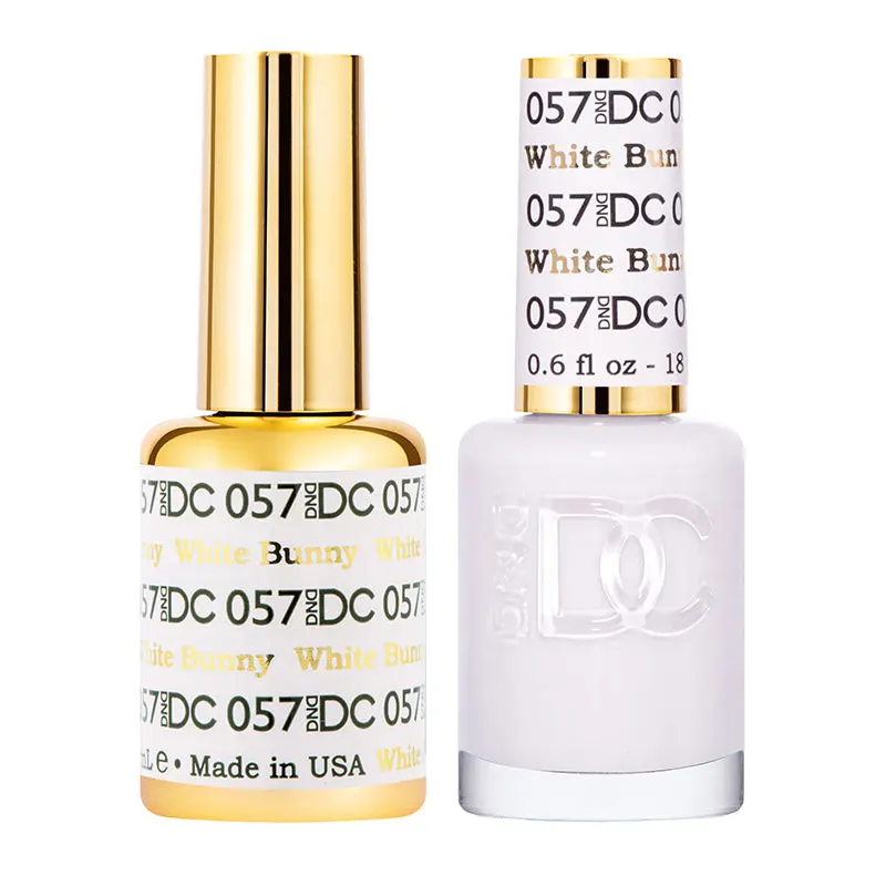 DND DC Duo Set with Gel Polish & Nail Lacquer, Matching Color #057 White Bunny, Professional UV Manicure Cosmetic