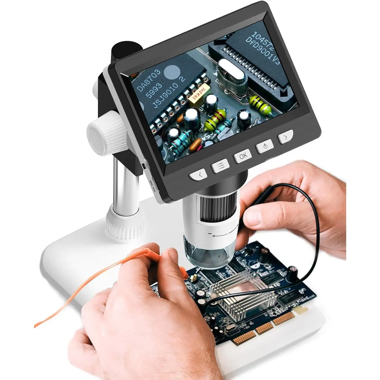 Rechargeable 1080P HD Digital Microscope for Adults - 4.3in 1000X Zoom USB Device, 8 Adjustable LED Fill Lights, 6H Usage, Capture & Record 1080P Photos/Videos, Coin Collecting Tool, Compatible with Windows & MacOS