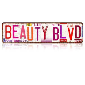 Beauty Blvd Aluminum Sign Colorful License Plate Style Metal Wall Decor Salon Spa Makeup Room Vanity Beauty Studio Dorm Boutique Or Glam Gift 16×4 Inch