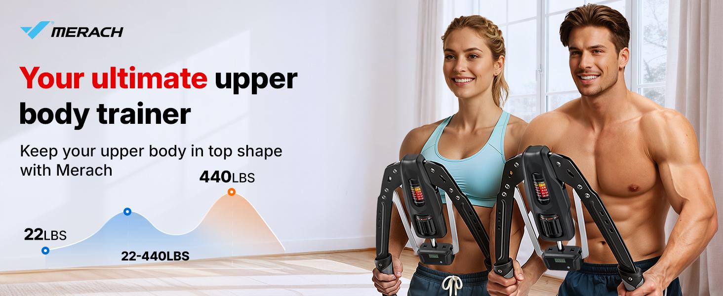 Merach Hydraulic Arm Trainer with Counter, 22-440lbs Adjustable Chest Expander for Home Gym, Arm & Shoulder Strength Training Equipment Merach Hydraulic Arm Trainer with Counter, 22-440lbs Adjustable Chest Expander for Home Gym, Arm & Shoulder Strength Training Equipment