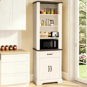 Adjustable Bookcase ,With Drawer & Door,Upper Shelf Flexibility & Anti Tip Safety,Versatile Wood Storage Cabinet For Living Room And Study