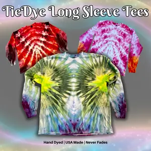 Long Sleeve Tees Taylor TieDye Original Hand-Dyed UNISEX Gildan 100% Cotton Soft Streetwear Graphic Shirt No Fade No Bleed Ice Dyed In-House All Season Casual Menswear Top