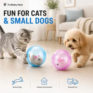 Smart Interactive kitten Cat Toy Ball - Automatic Rolling Mouse, USB Rechargeable, Animal Shaped, Play-Stimulating Cat Accessory, Yoga PVC Inflatable Dog Toy Moving Dog Tennis Ball Toy motion-activated stimulation toy