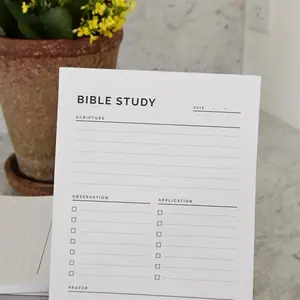 BIBLE STUDY Notepad by Todaisy Paper- Simple Design for Scripture Observation Application & Prayer Notes