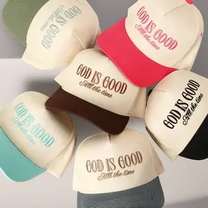 God is Good All Time Hat - Two Tone Vintage Baseball Cap Embroidered Christian Trucker Hat for Faithful Wear Best Gift Given To Christian Believers.Fashionable baseball cap