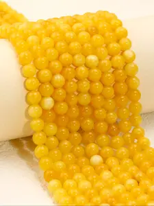 Natural Yellow Jade Beads, Lustrous Topaz Round Loose Beads in 4/6/8/10mm Sizes, DIY Jewelry Making Supplies for Necklaces, Bracelets & Earrings, Bead Assortment, Diy Beading Accessories