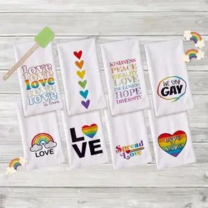 Pack of 8 Microfiber LGBTQ Pride Kitchen Hand Towels, Gay Tea Towel Funny Gay Gift, Reusable, 16" x 24"