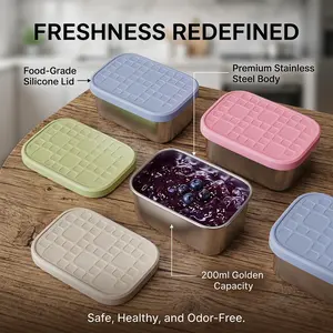 Stainless Steel Food Storage Box, Condiment Container with Lid, Sealed Salad Sauce Cup, Spice Dispenser, Stainless Steel Seasoning Dish