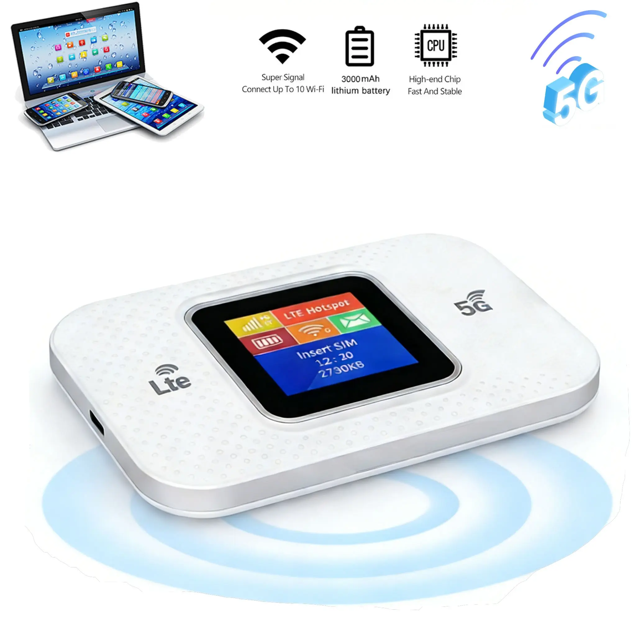 Portable WiFi Router,5G Unlocked LTE Portable WiFi, Pocket-Sized WiFi ...
