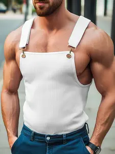 INCERUN Men's Textured Square Neck Casual Vest, Perfect for Gym Workout, Comfortable and Stylish, Ideal for Sports and Daily Wear