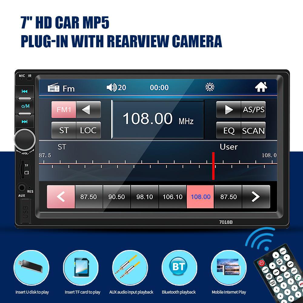 Double Din Car Stereo,7 Inch Car Radio with HD Touch Screen Bluetooth Car Stereo,Bluetooth Hands-Free Calling,Mirror Link,AUX/EQ/SWC